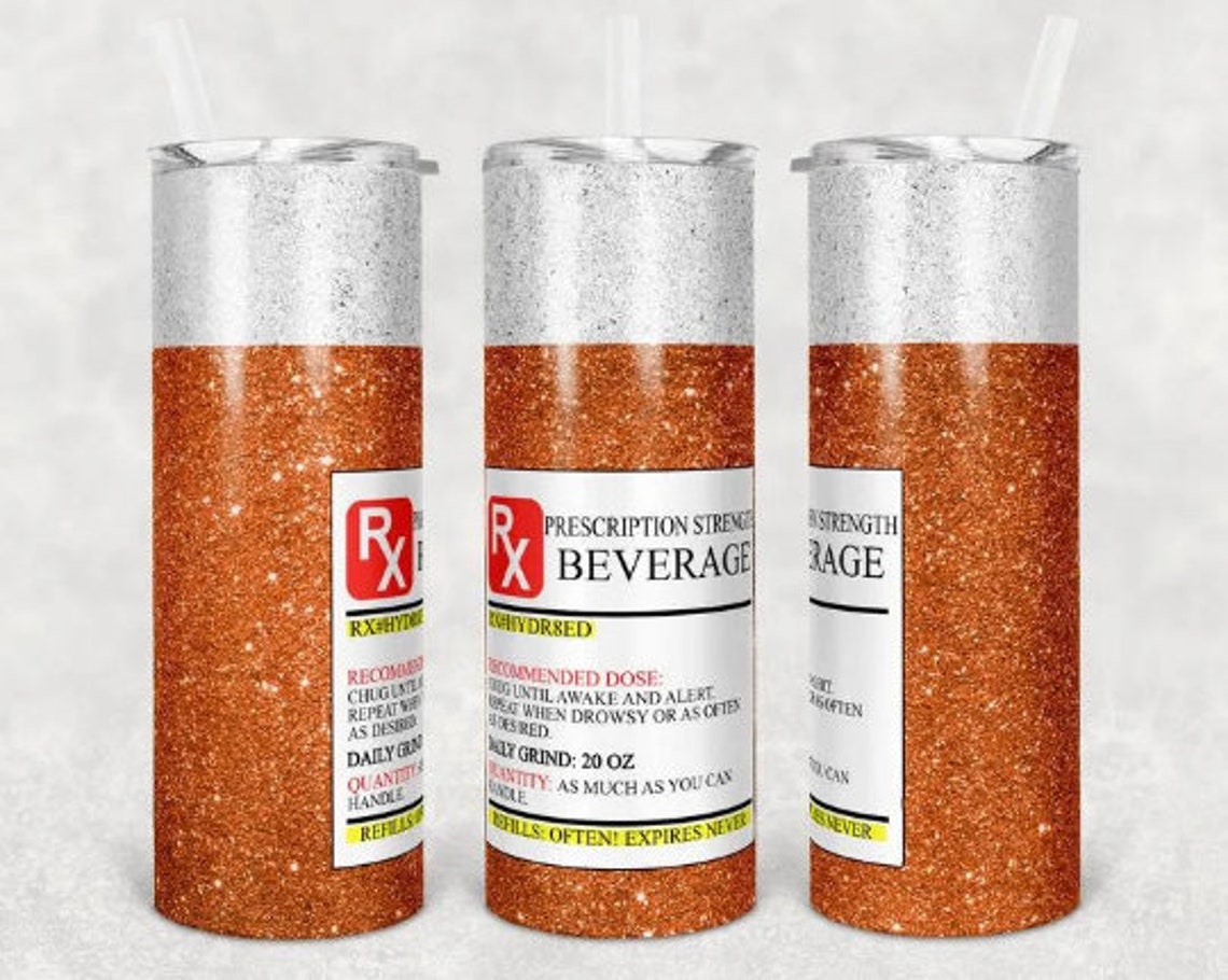 20 Oz Skinny Tumbler Prescription Bottle Blank Glitter Solid Etsy