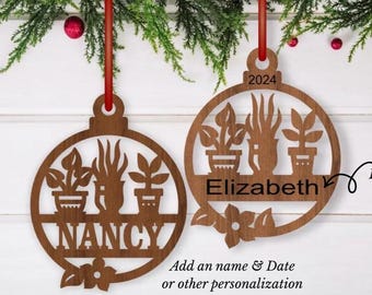 Custom Wooden Plant Ornament, Houseplant Lover Gift