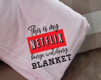 Personalized Netflix & Chill Blanket | Movie Night Throw | Custom Name Fleece Blanket | TV Show Gift | Cozy Binge Watching Blanket