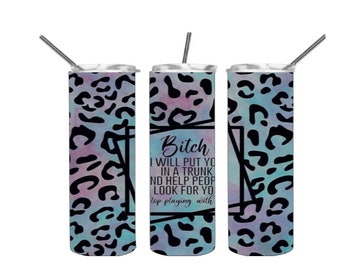 Funny Leopard Print Tumbler, 12oz Can Cooler
