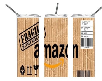 Amazon shipping Tumbler, Douzie or Frostbuddy, Shipping Box Funny Tumbler Sublimation Design, 20oz Skinny Tumbler Design, Digital Download