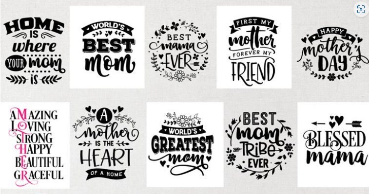 Mother's Day Quotes SVG Bundle, Mom Graphic Designs (digital Download ...