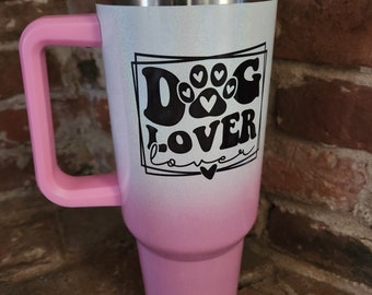 Vaso de 40 oz con aislamiento de acero inoxidable para amantes de los perros, regalo personalizado