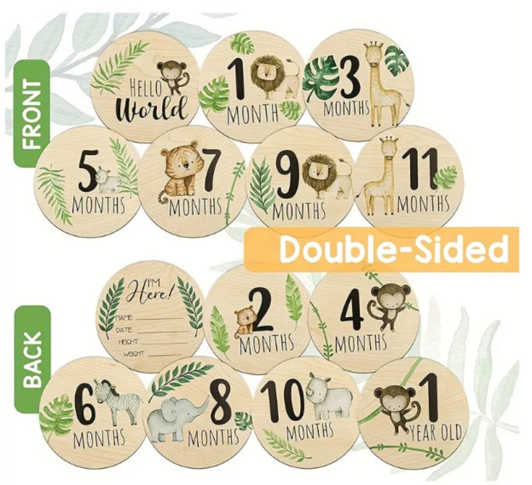 Baby Wooden Milestone Cards With Announcement Sign! These Discs Are a ...
