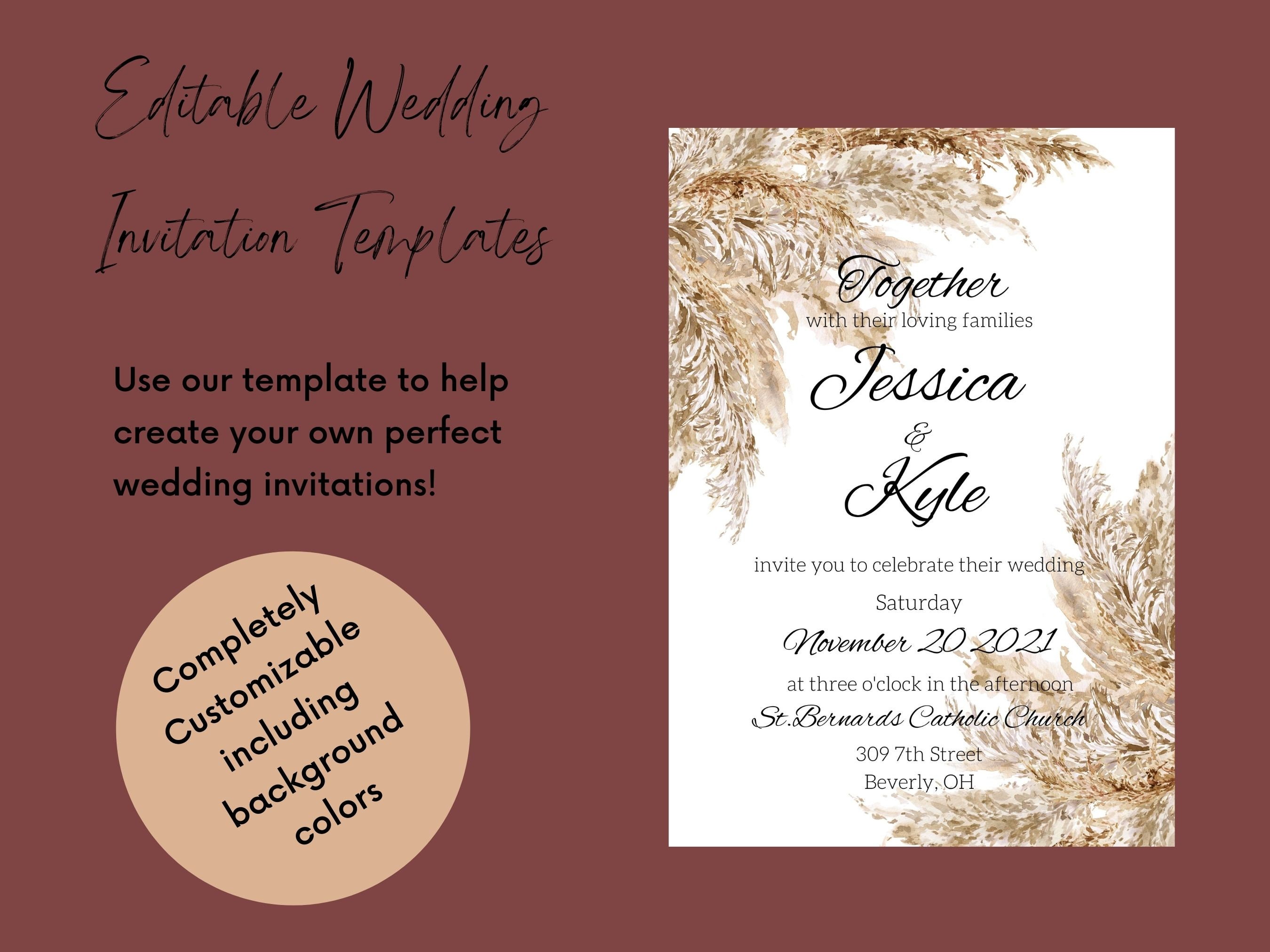 Digital Wedding Invitation Templates, Printable Wedding Templates ...