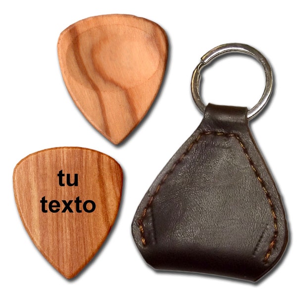 Médiator en bois dans une boîte cadeau. Plectre de guitare ou de basse. Votre texte personnalisé