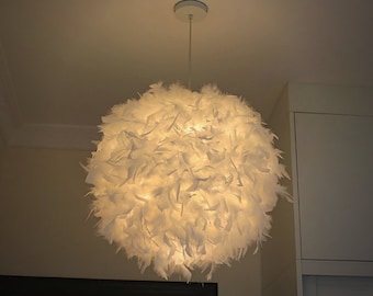 White Feather Light Lampshade, Modern Chandelier, Elegant Feather Lamp, Creative Pendant Light, Home Decor, Hanging Feather