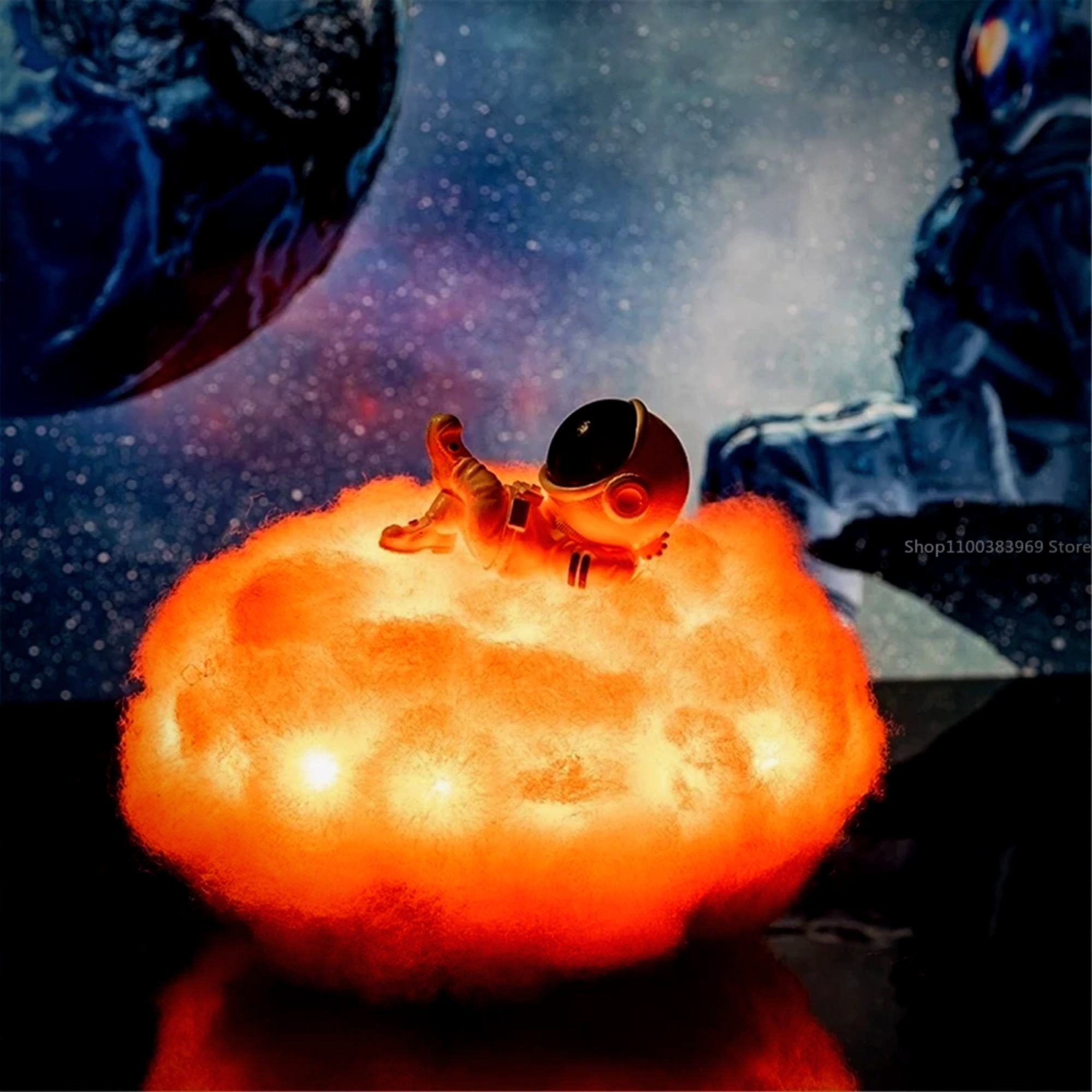 LED Colorful Clouds Astronaut Lamp With Rainbow Effect as