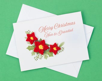 Handmade Poinsettia Christmas Card for Grandparents (A6)