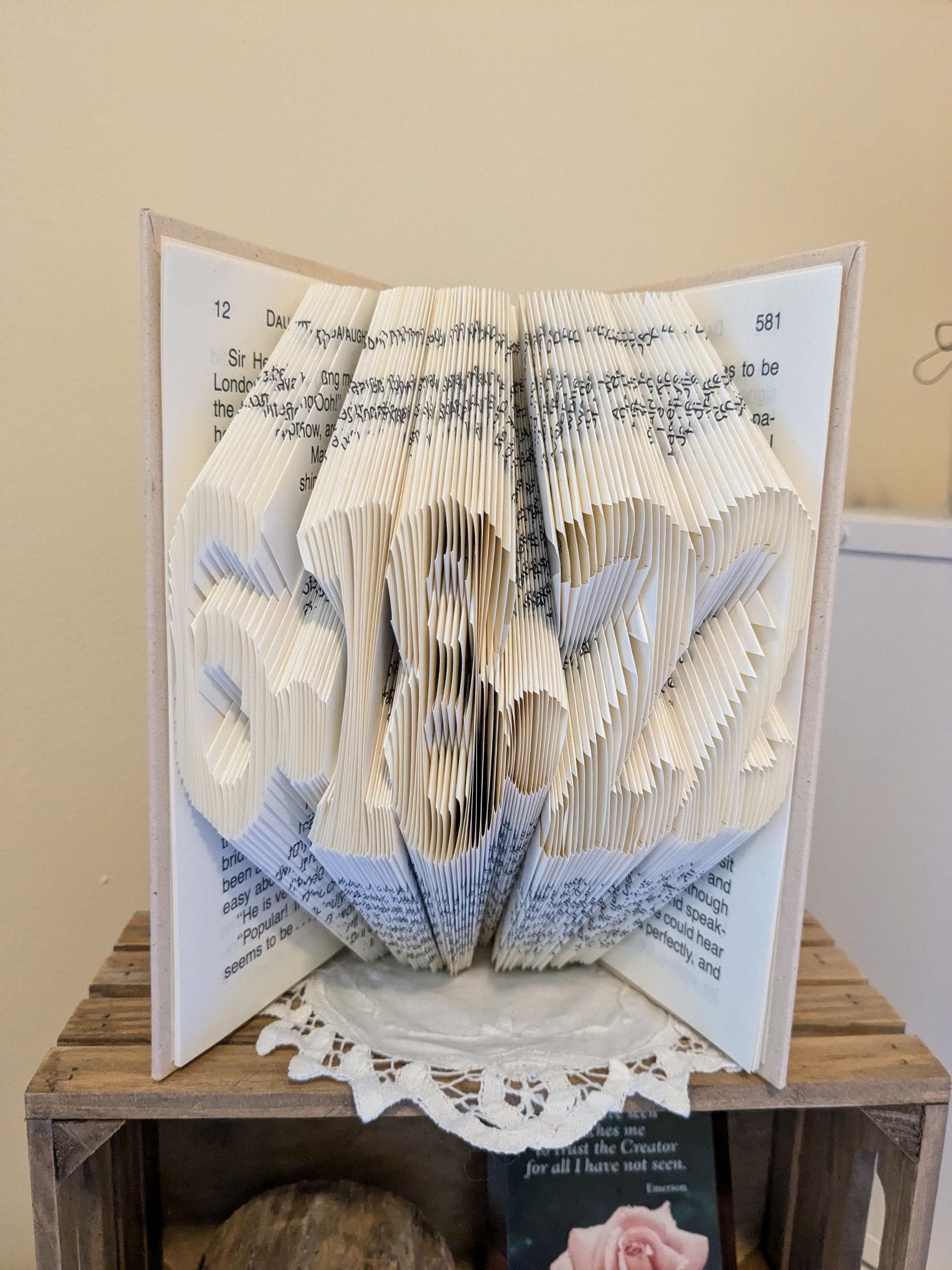 Folded Book Art - Origami Book - Unique Birthday Gift - Wedding