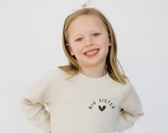 Big Sister Organic Cotton Pullover | Lightweight Natural Toddler Top | Minimalist Matching Sibling Shirts | Certified Organic Kid's Clothing