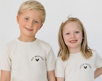 Big Brother Organic Cotton T-Shirt | Matching Sibling Shirts | Pocket Design | Minimalist Kid's Clothing | Big Brother Gift | Baby Reveal