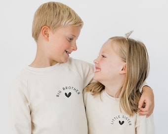 Big Brother Organic Cotton Pullover | Lightweight Natural Toddler Sweatshirt | Matching Sibling Shirts | Certified Organic Kid Clothing