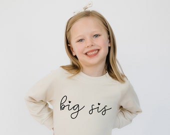 Big Sis Organic Cotton Pullover | Lightweight Natural Toddler Top | Minimalist Matching Sibling Shirts | Certified Organic Kid's Clothing