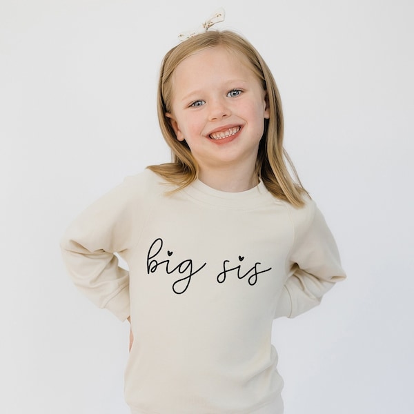 Big Sis Organic Cotton Pullover | Lightweight Natural Toddler Top | Minimalist Matching Sibling Shirts | Certified Organic Kid's Clothing