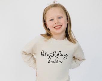 Birthday Babe Organic Cotton Lightweight Sweatshirt | Birthday Girl Pullover | Minimalist Kid's Clothes | Toddler Birthday Party Outfit