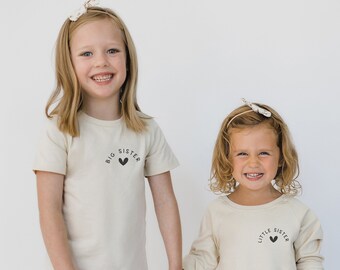 Little Sister Organic Cotton Pullover | Lightweight Toddler Sweatshirt | Minimalist Matching Sibling Tops | Certified Organic Kid's Clothing