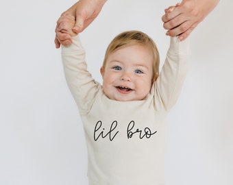 Lil Bro Organic Cotton Pullover | Lightweight Natural Toddler Sweatshirt | Matching Sibling Shirts | Certified Organic Kid Clothing