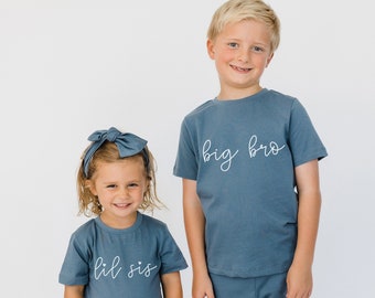 Lil Sis Organic Cotton Crew Neck Tee | Little Sister Outfit | Minimalist Matching Sibling Shirts | Certified Organic Kid's Clothing