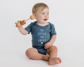 So Little So Loved Certified Organic Baby Onesie | Natural Gender Neutral Infant Bodysuit | Minimalist Newborn Outfit | Coming Home Outfit