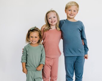 Pullover Sweatshirt + Matching Joggers BUNDLE | Select Any Design In The Shop | Gender Neutral Gift Set | Certified Organic Kids Clothes