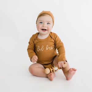 Lil Bro Baby Brother Organic Cotton Onesie Matching Sibling Outfits Little Brother Infant Bodysuit Newborn Coming Home Outfit image 4