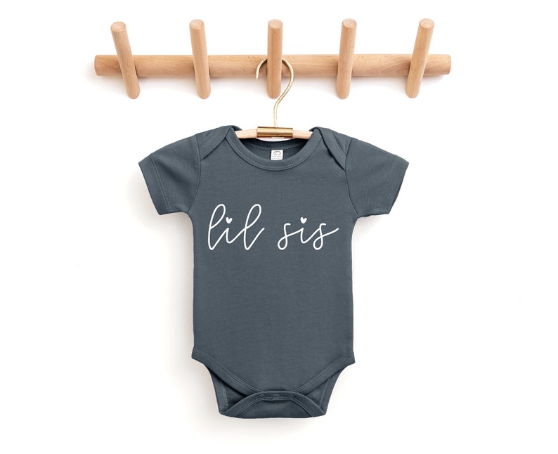 Lil Sis Organic Cotton Baby Bodysuit Little Sister Onesie Matching Sibling Outfit Newborn Girl Bodysuit image 6