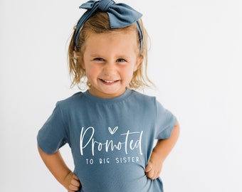 Promoted To Big Sister Organic Cotton Crew Neck T-Shirt | Big Sister Outfit | Big Sister Baby Announcement Shirt | Girls Natural Tee