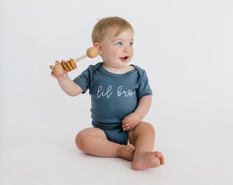 Lil Bro Baby Brother Organic Cotton Onesie | Matching Sibling Outfits | Little Brother Infant Bodysuit | Newborn Coming Home Outfit