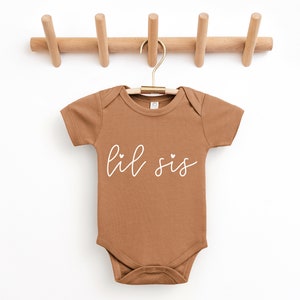 Lil Sis Organic Cotton Baby Bodysuit Little Sister Onesie Matching Sibling Outfit Newborn Girl Bodysuit image 4