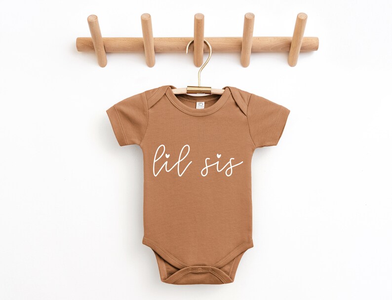 Lil Sis Organic Cotton Baby Bodysuit Little Sister Onesie Matching Sibling Outfit Newborn Girl Bodysuit image 4