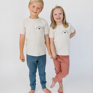 Little Sister Organic Cotton T-Shirt Natural Shirt Little Sister Pocket Design Shirt Minimalist Kid's Clothing Matching Sibling Tops image 2
