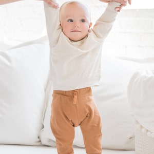 Organic Cotton Baby Joggers Gender Neutral Kid Clothing Winter Toddler Pants Unisex Toddler Apparel Minimalist Baby and Kids image 6