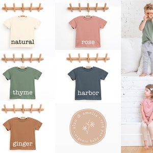 Little Sister Organic Cotton T-Shirt Natural Shirt Little Sister Pocket Design Shirt Minimalist Kid's Clothing Matching Sibling Tops image 6