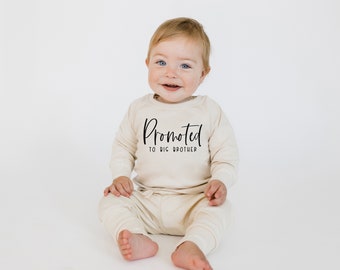 Promoted To Big Brother Organic Cotton Pullover | Big Bro Outfit | Big Brother Baby Announcement Shirt | Boys Natural Lightweight Sweatshirt