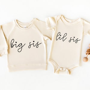 Lil Sis Organic Cotton Baby Bodysuit Little Sister Onesie Matching Sibling Outfit Newborn Girl Bodysuit image 2