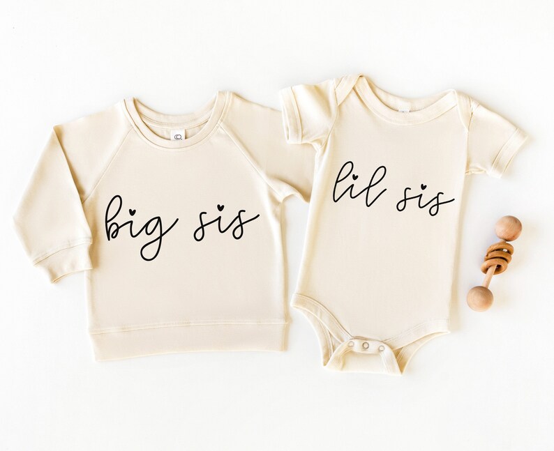 Lil Sis Organic Cotton Baby Bodysuit Little Sister Onesie Matching Sibling Outfit Newborn Girl Bodysuit image 2