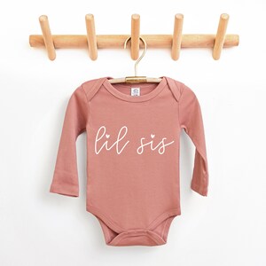 Lil Sis Organic Cotton Baby Bodysuit Little Sister Onesie Matching Sibling Outfit Newborn Girl Bodysuit image 3