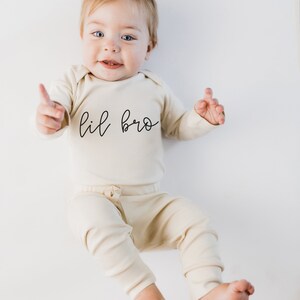 Lil Bro Baby Brother Organic Cotton Onesie Matching Sibling Outfits Little Brother Infant Bodysuit Newborn Coming Home Outfit image 6