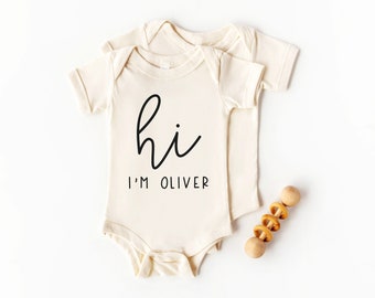 Personalized Baby Boy Coming Home Outfit | Organic Cotton Newborn Onesie | Gender Neutral Baby Name Infant Bodysuit | Baby Shower Gift
