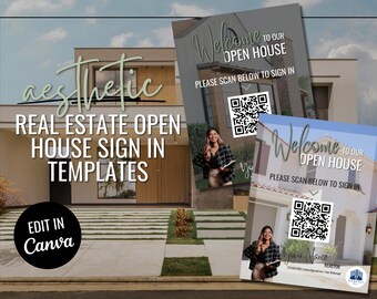 Modern Open House Sign In Sheet w/ QR Code, Realtor Open House, Real Estate Sign, Realtor Marketing
