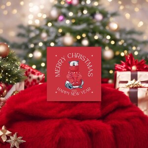 Illustrazione digitale dell'orso polare di Natale - Design della cartolina di buon Natale e felice anno nuovo