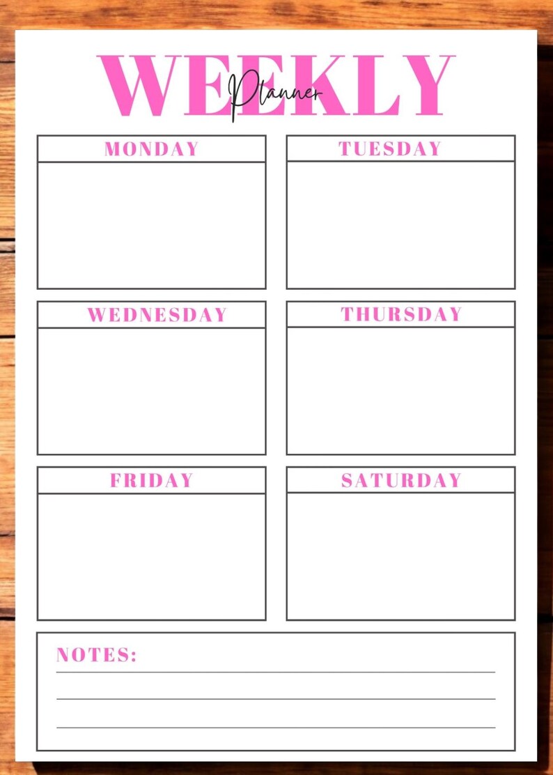 Minimalist Weekly Planner Printable | Pink Weekly Organizer Template ...