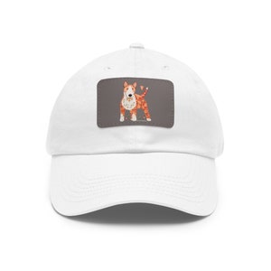 Chapéu miniatura Bull Terrier com remendo de couro