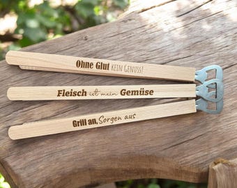 Pinzas para parrilla, abridor de botellas, grabado personalizado, regalo para el Día del Padre, maestro de la parrilla, idea de regalo para papá, regalo de parrilla para el Día del Padre, cumpleaños