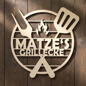 Letrero de parrilla personalizado, rincón de parrilla, fiesta de barbacoa, maestro de la parrilla, regalo, regalo de cumpleaños de barbacoa para un amigo, idea de regalo de madera, fiesta de barbacoa imagen 1