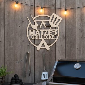 Letrero de parrilla personalizado, rincón de parrilla, fiesta de barbacoa, maestro de la parrilla, regalo, regalo de cumpleaños de barbacoa para un amigo, idea de regalo de madera, fiesta de barbacoa imagen 3
