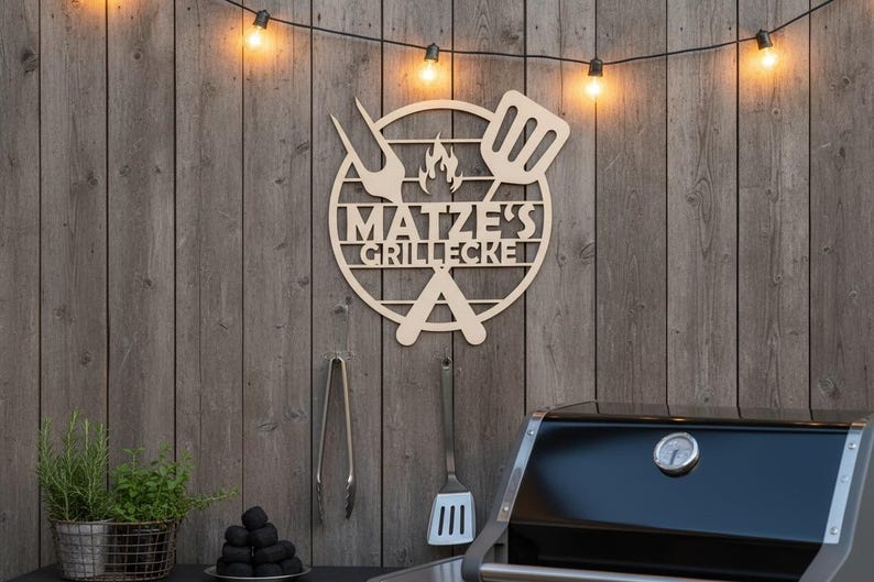 Letrero de parrilla personalizado, rincón de parrilla, fiesta de barbacoa, maestro de la parrilla, regalo, regalo de cumpleaños de barbacoa para un amigo, idea de regalo de madera, fiesta de barbacoa imagen 3