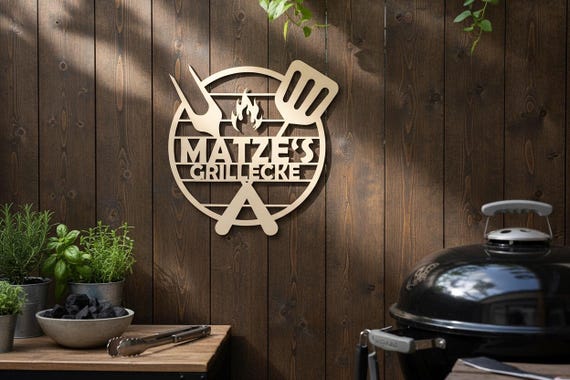 Grill Schild personalisiert, Grillecke, Grillparty, Grillmeister, Geschenk, BBQ Geburtstagsgeschenk Freund, Geschenkidee Holz, BBQ Party
