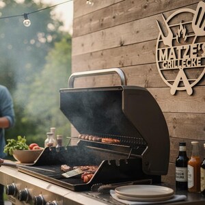 Letrero de parrilla personalizado, rincón de parrilla, fiesta de barbacoa, maestro de la parrilla, regalo, regalo de cumpleaños de barbacoa para un amigo, idea de regalo de madera, fiesta de barbacoa imagen 5